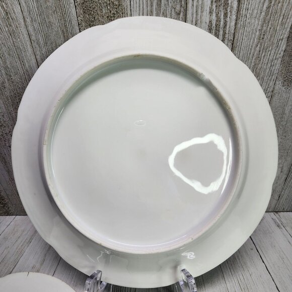 Vintage Bassett Limoges Dinner Plates Pink White Flower Austria 9.5 in Set Of 3 - Picture 7 of 11